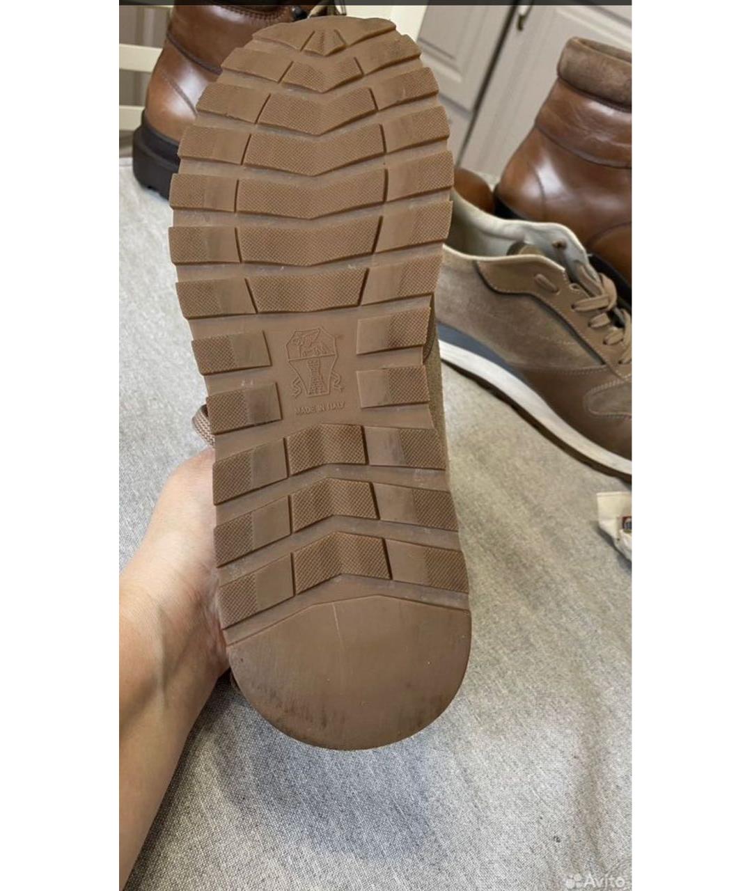 BRUNELLO CUCINELLI Бежевые замшевые низкие кроссовки / кеды, фото 7