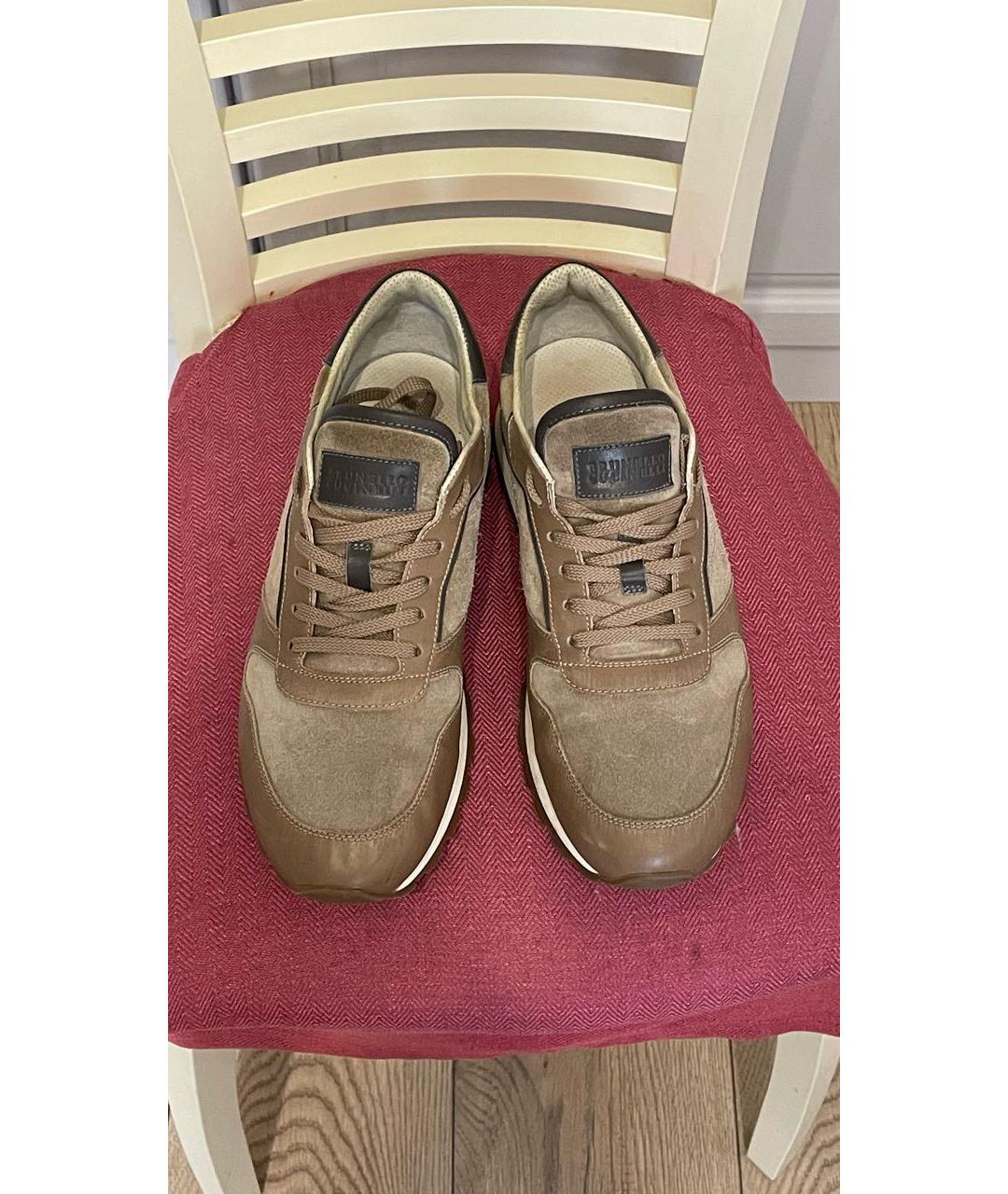 BRUNELLO CUCINELLI Бежевые замшевые низкие кроссовки / кеды, фото 2