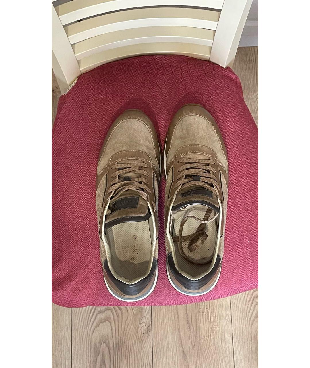 BRUNELLO CUCINELLI Бежевые замшевые низкие кроссовки / кеды, фото 3