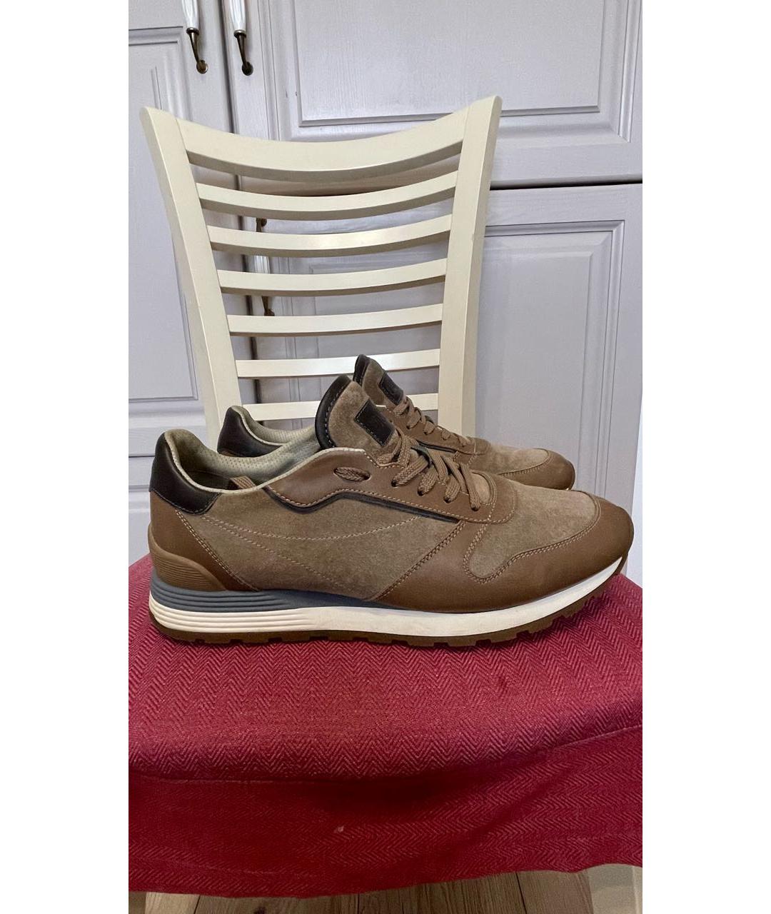 BRUNELLO CUCINELLI Бежевые замшевые низкие кроссовки / кеды, фото 9