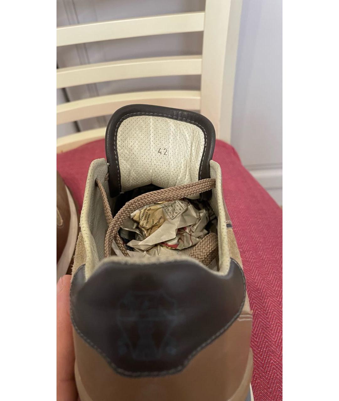 BRUNELLO CUCINELLI Бежевые замшевые низкие кроссовки / кеды, фото 8