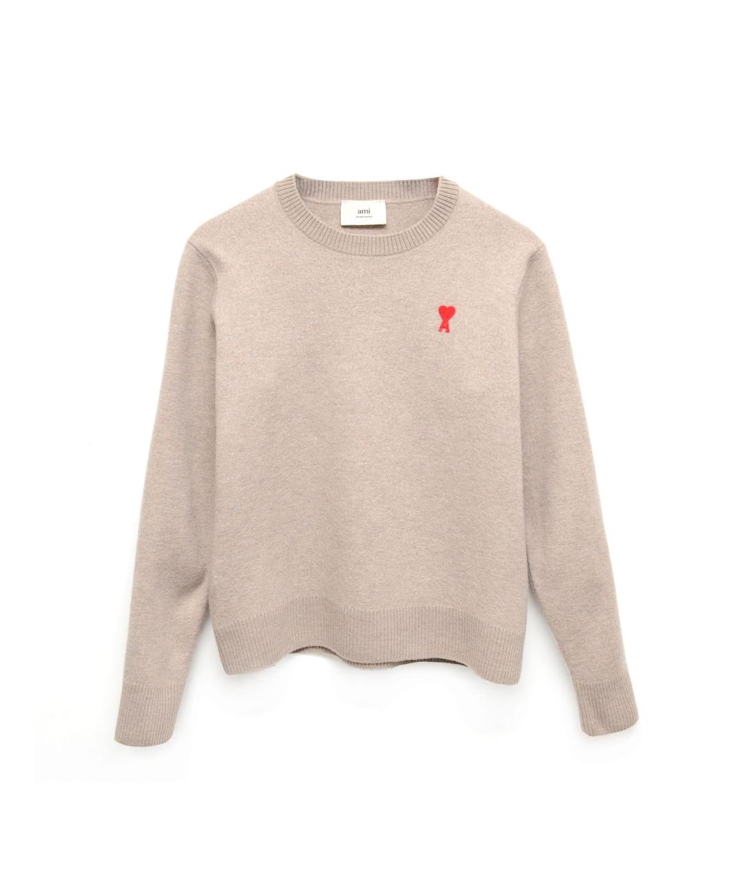 AMI ALEXANDRE MATTIUSSI Бежевый шерстяной джемпер / свитер, фото 6