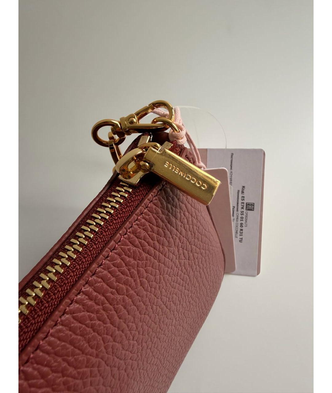 COCCINELLE Бордовая кожаная сумка через плечо, фото 4