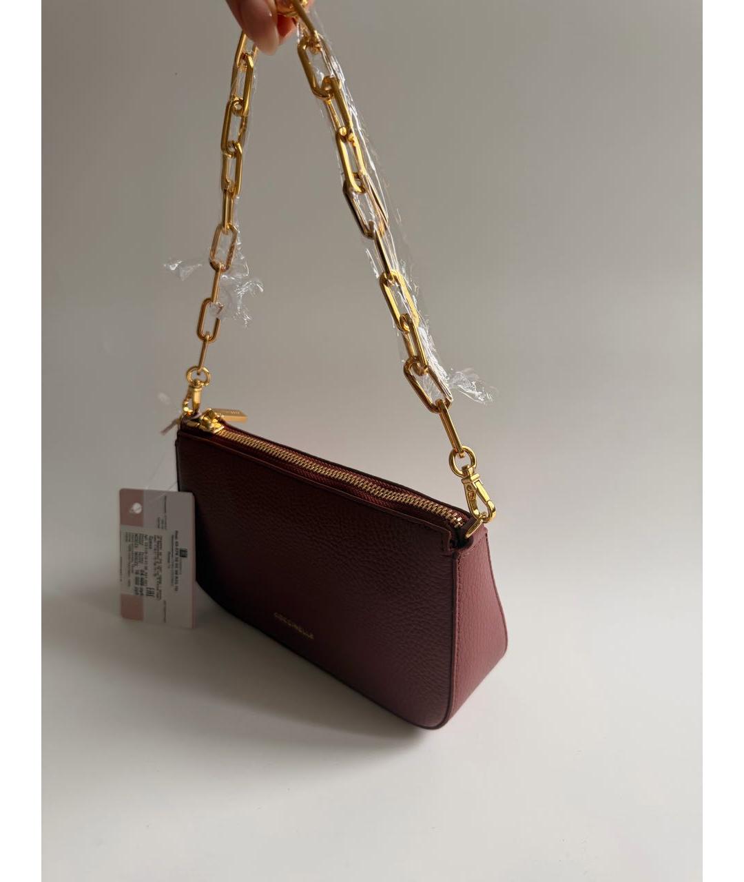 COCCINELLE Бордовая кожаная сумка через плечо, фото 2