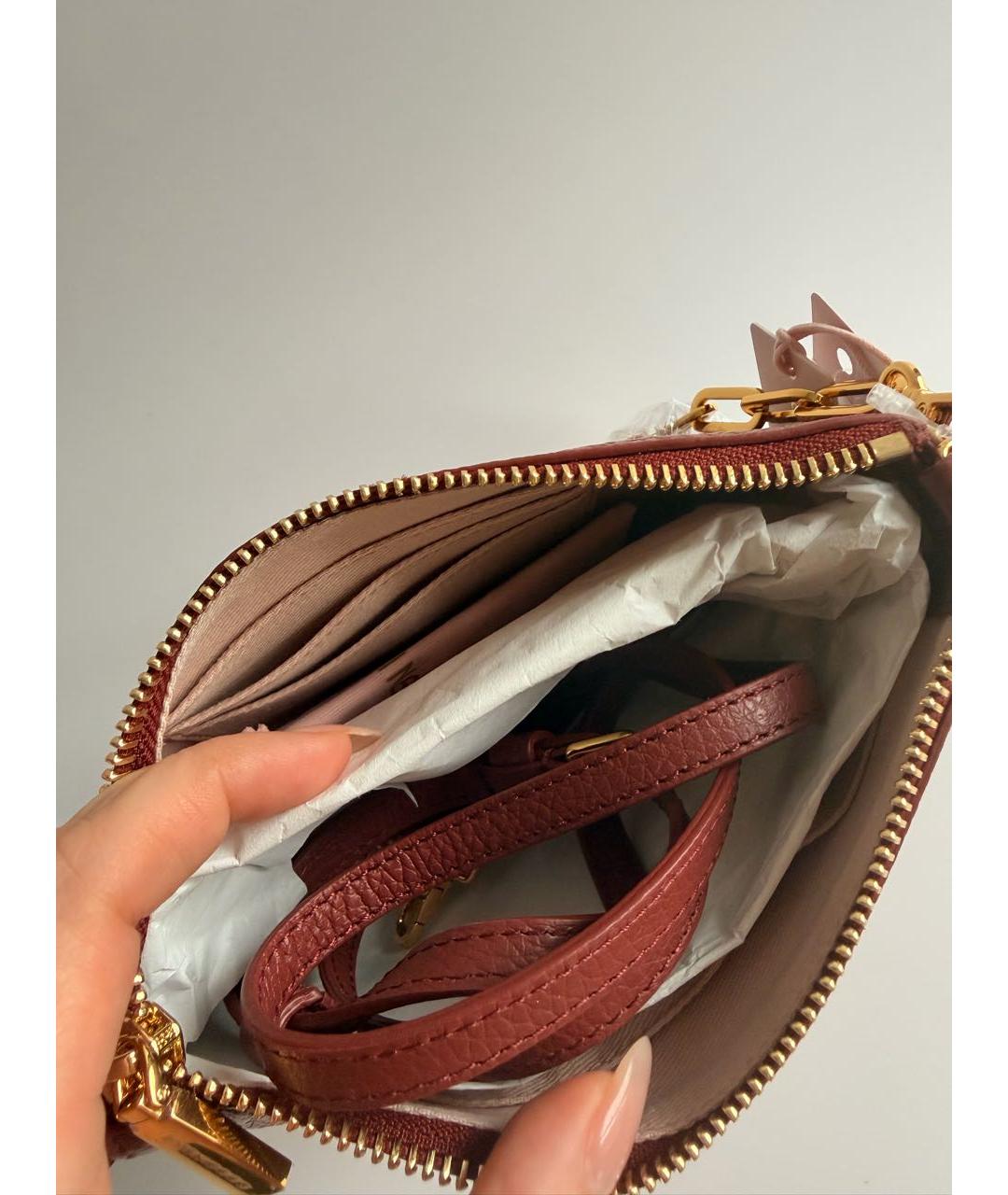 COCCINELLE Бордовая кожаная сумка через плечо, фото 5