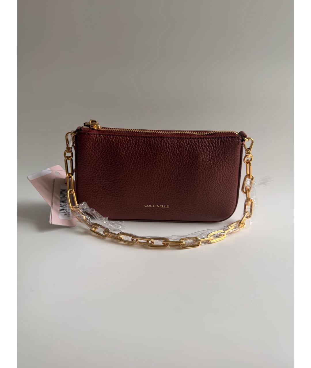 COCCINELLE Бордовая кожаная сумка через плечо, фото 6