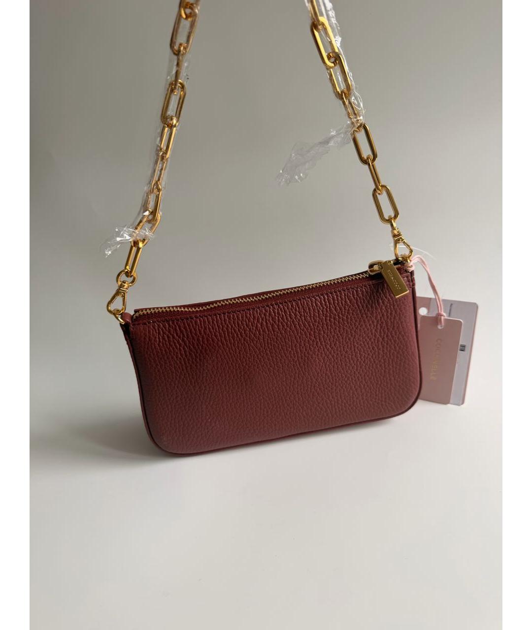 COCCINELLE Бордовая кожаная сумка через плечо, фото 3