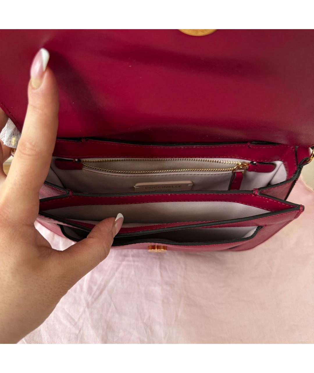 COCCINELLE Фуксия кожаная сумка через плечо, фото 4