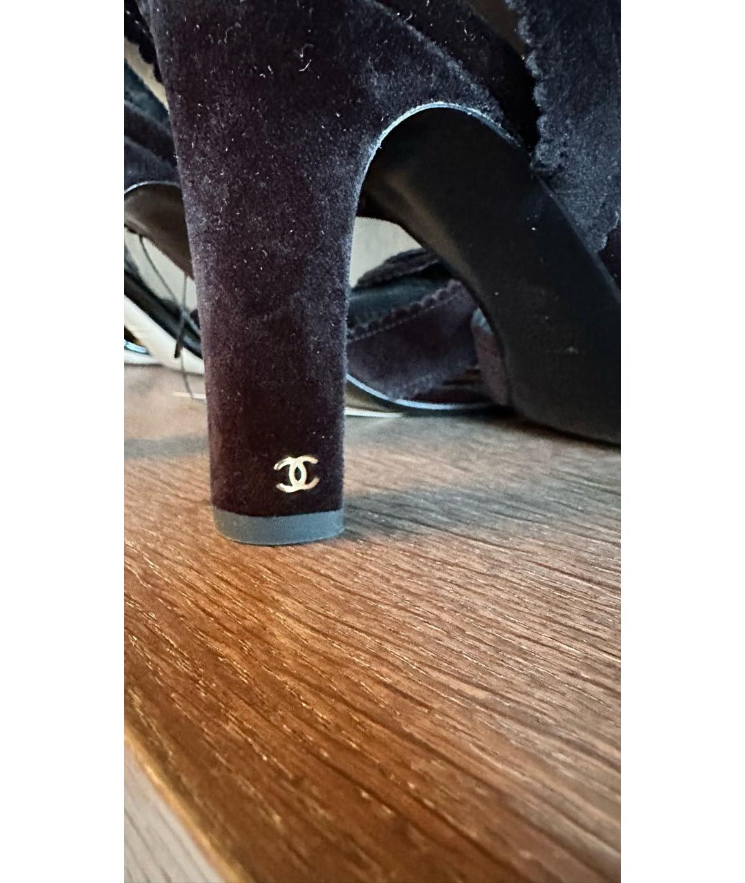 CHANEL Черные замшевые босоножки, фото 6