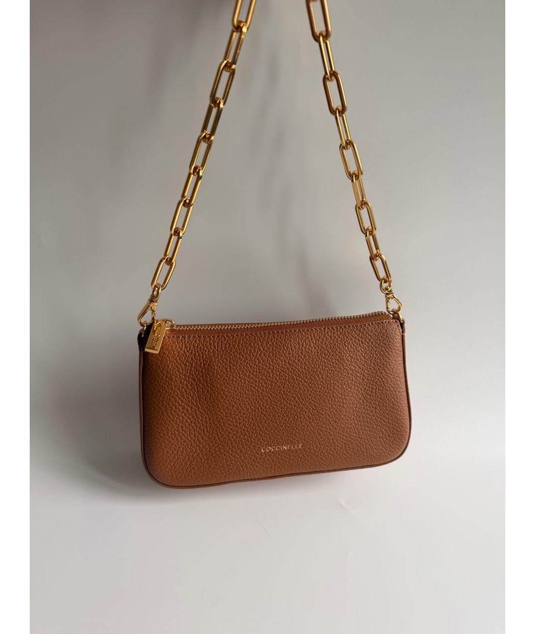COCCINELLE Коричневая кожаная сумка через плечо, фото 2