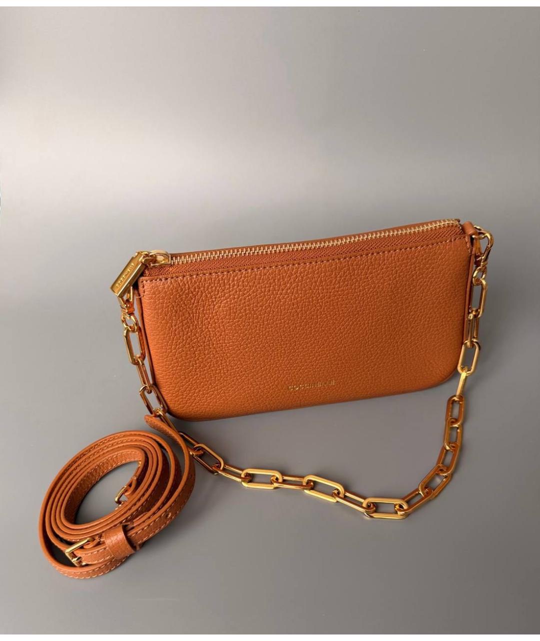 COCCINELLE Коричневая кожаная сумка через плечо, фото 6