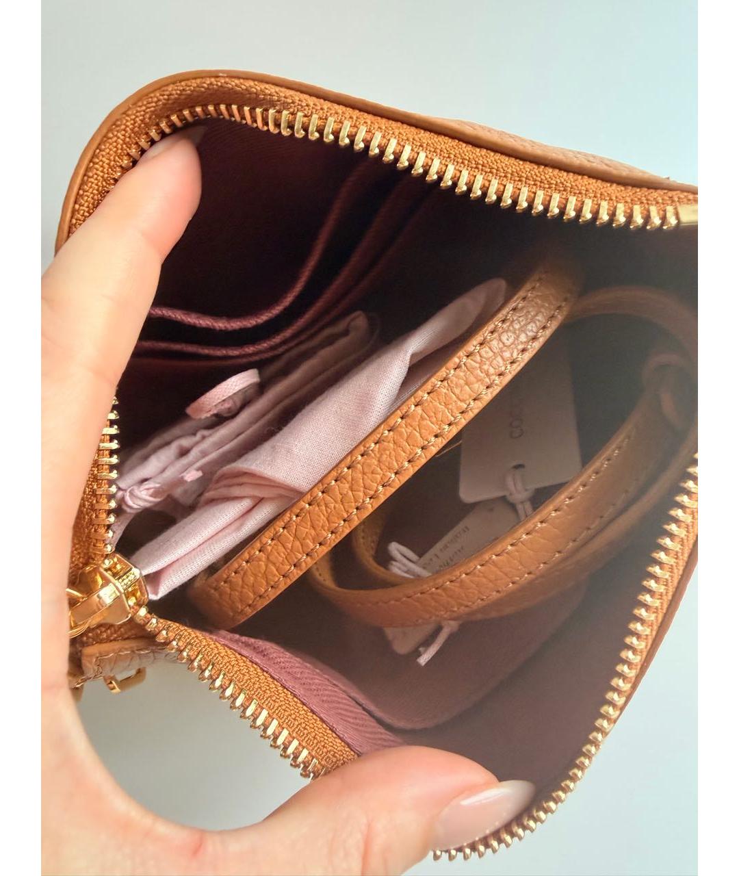 COCCINELLE Коричневая кожаная сумка через плечо, фото 5