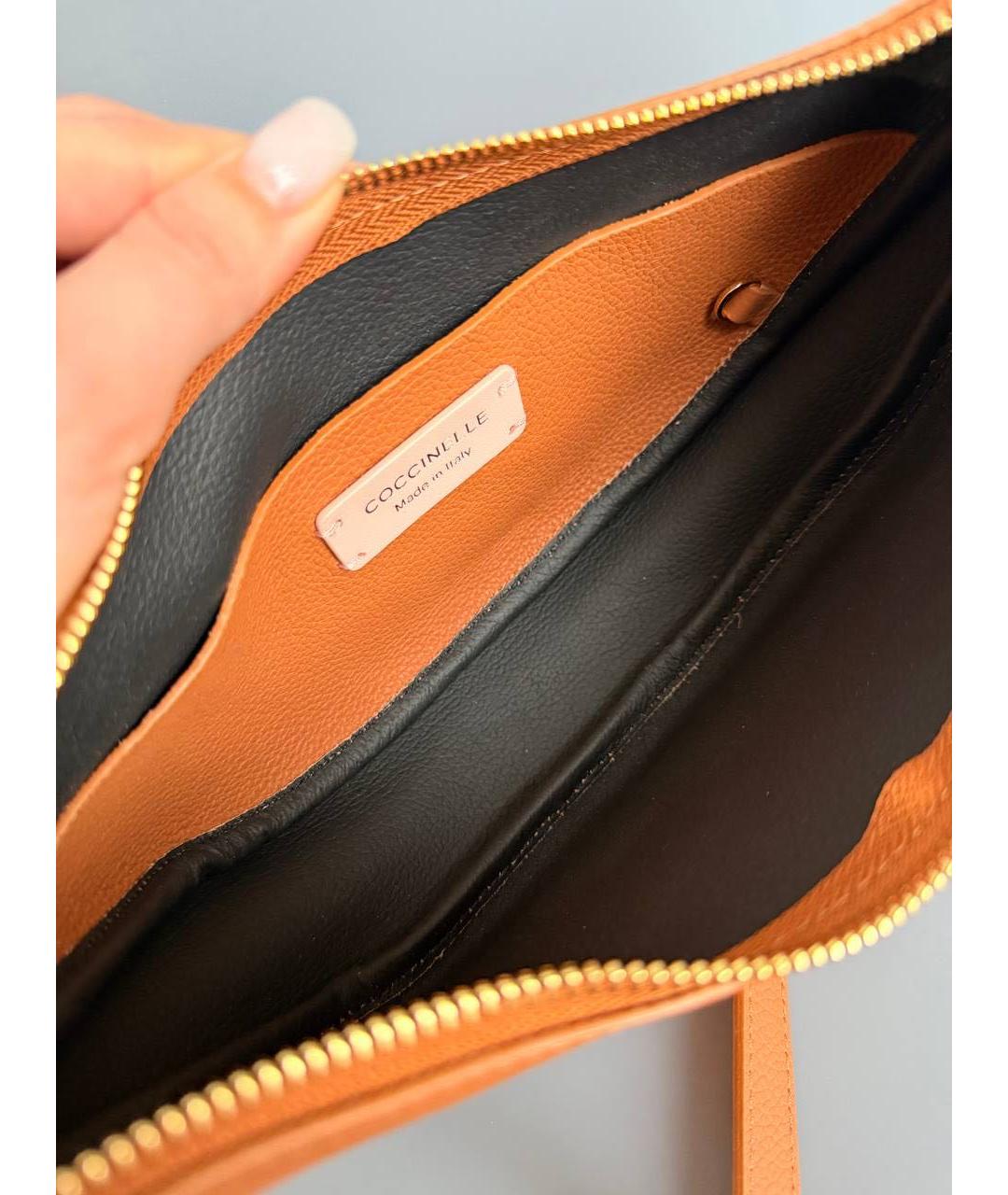 COCCINELLE Коричневая кожаная сумка через плечо, фото 6