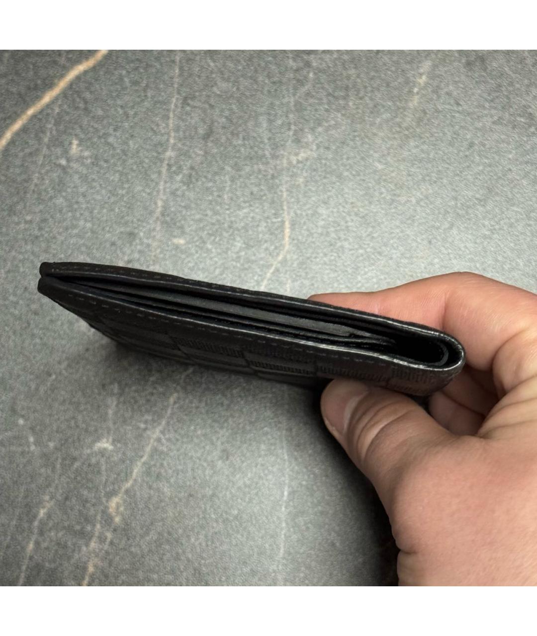 LOUIS VUITTON Черный кожаный кошелек, фото 4