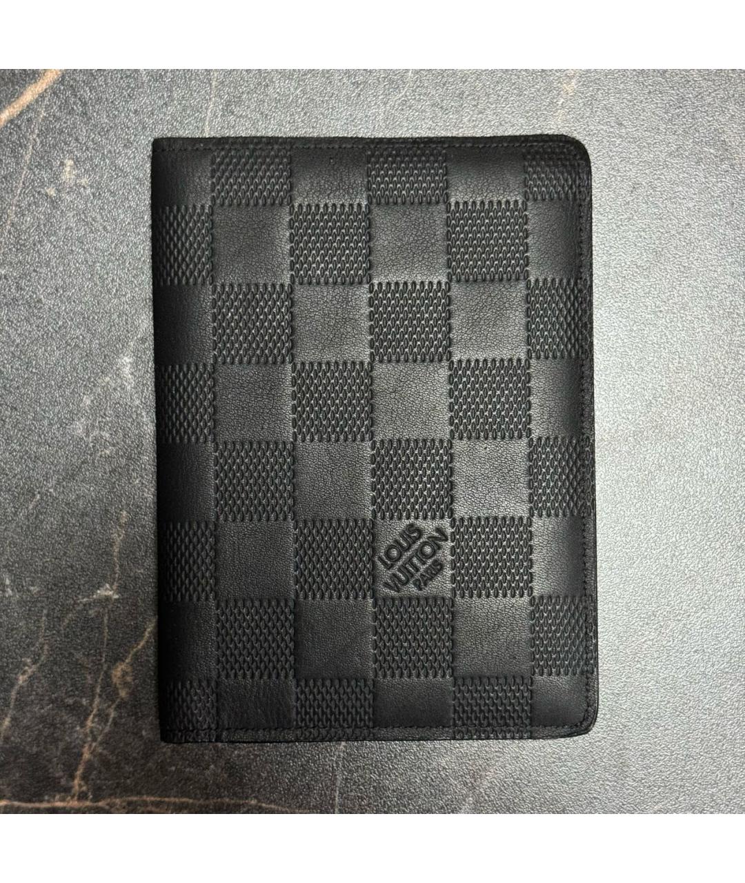 LOUIS VUITTON Черный кожаный кошелек, фото 9