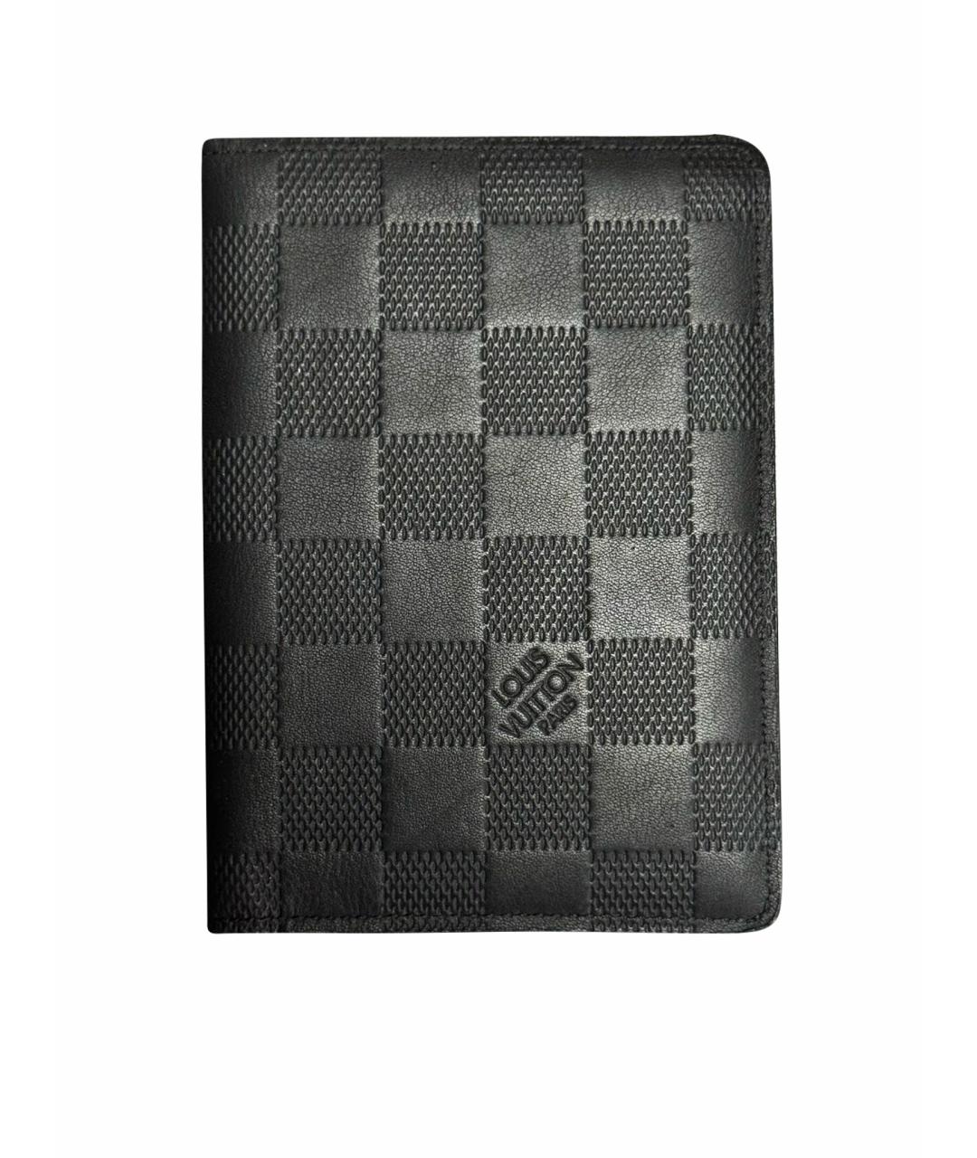 LOUIS VUITTON Черный кожаный кошелек, фото 1