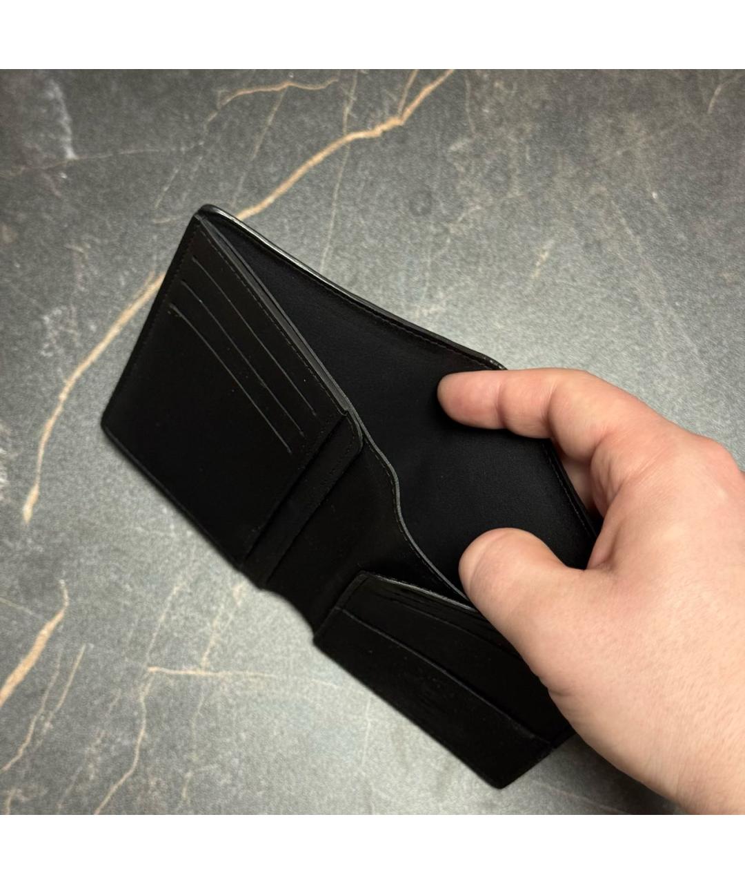 LOUIS VUITTON Черный кожаный кошелек, фото 7