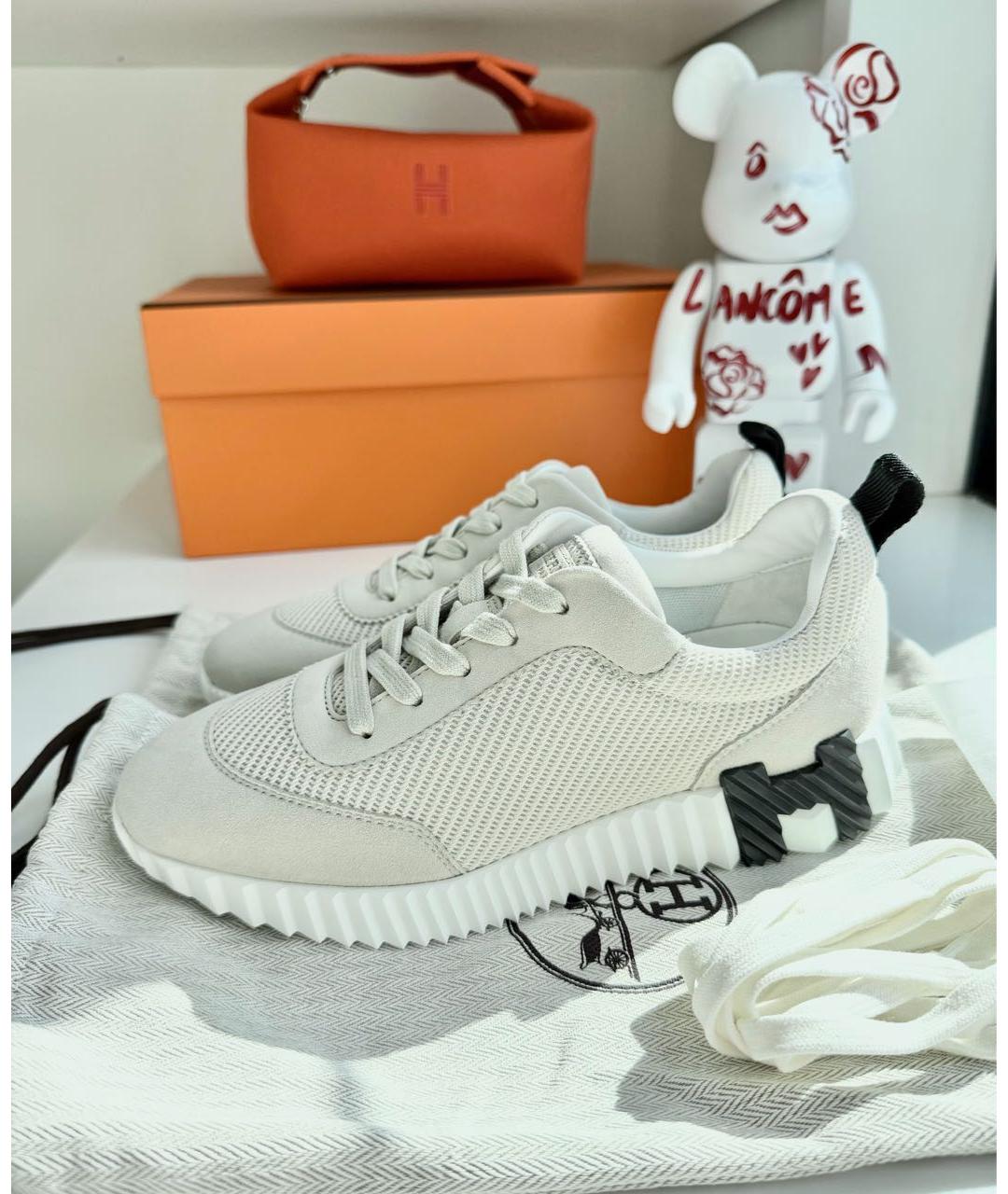 HERMES Белые текстильные кроссовки, фото 2