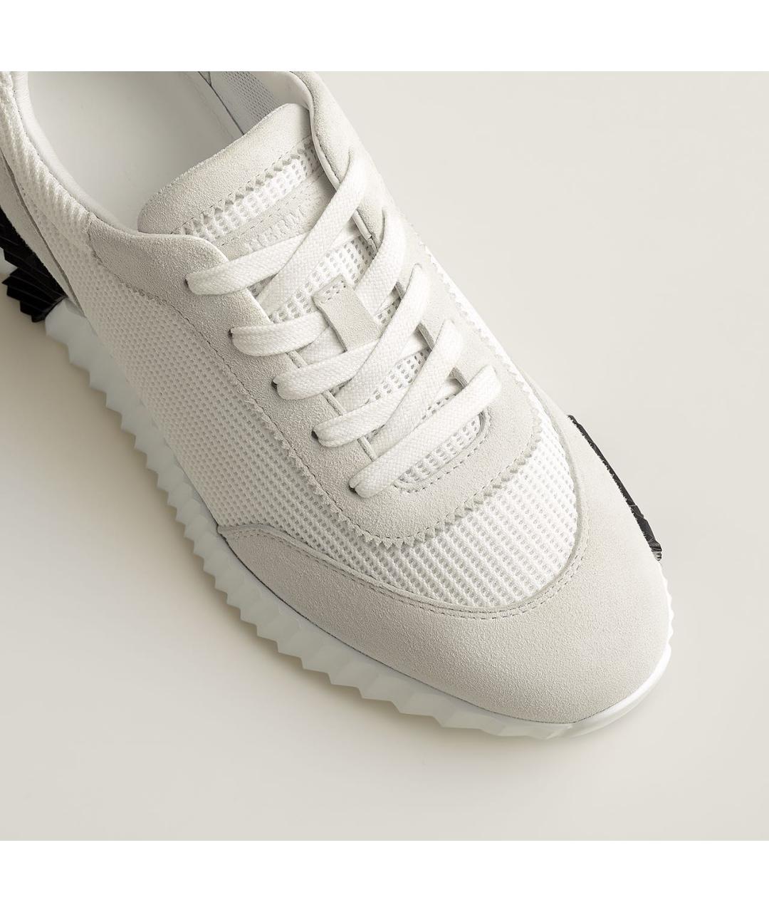 HERMES Белые текстильные кроссовки, фото 4