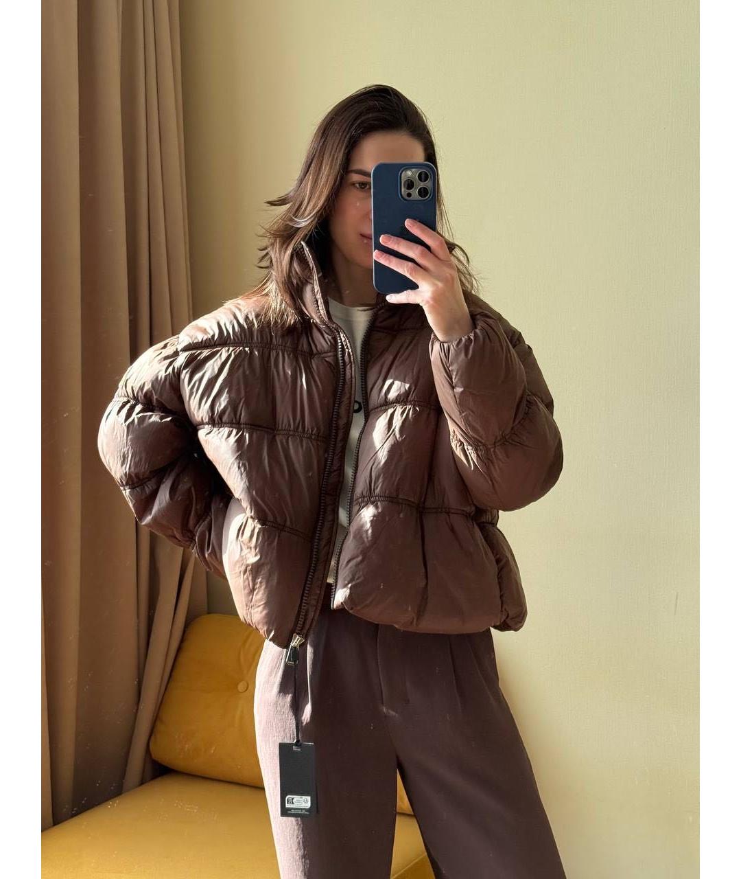 PINKO Коричневая полиэстеровая куртка, фото 7