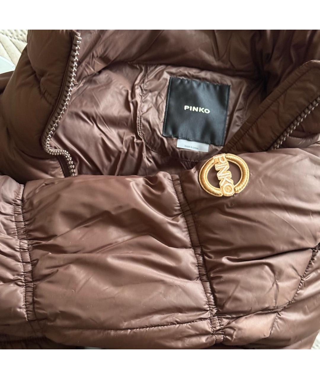 PINKO Коричневая полиэстеровая куртка, фото 4