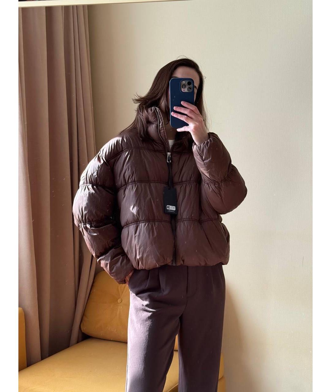 PINKO Коричневая полиэстеровая куртка, фото 5