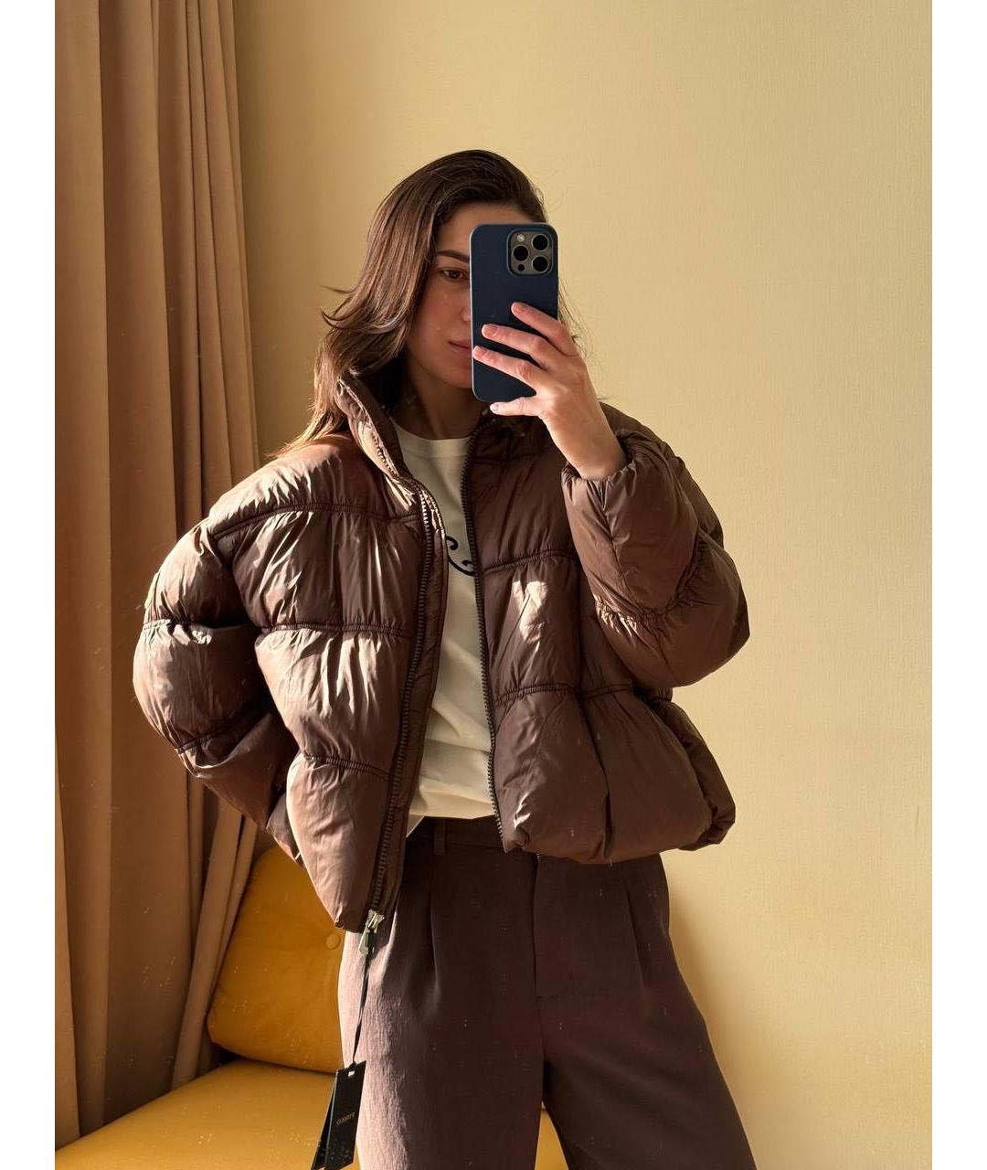 PINKO Коричневая полиэстеровая куртка, фото 8