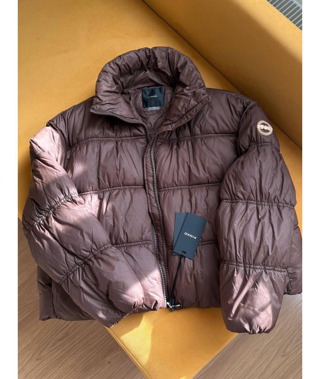 PINKO Коричневая полиэстеровая куртка, фото 9