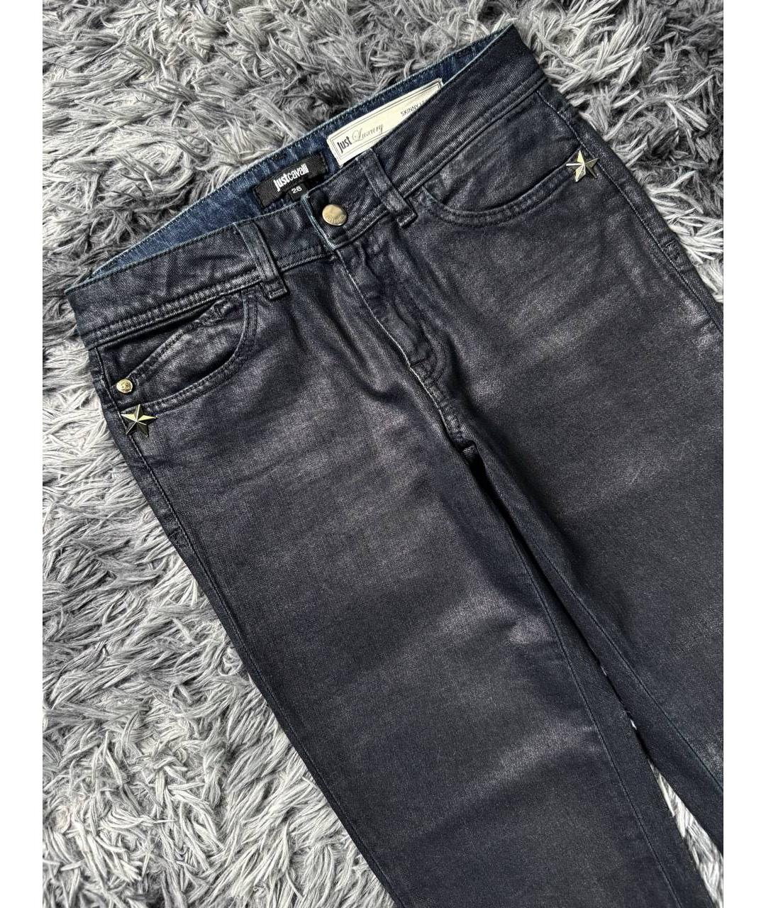 JUST CAVALLI Темно-синие хлопковые джинсы слим, фото 4