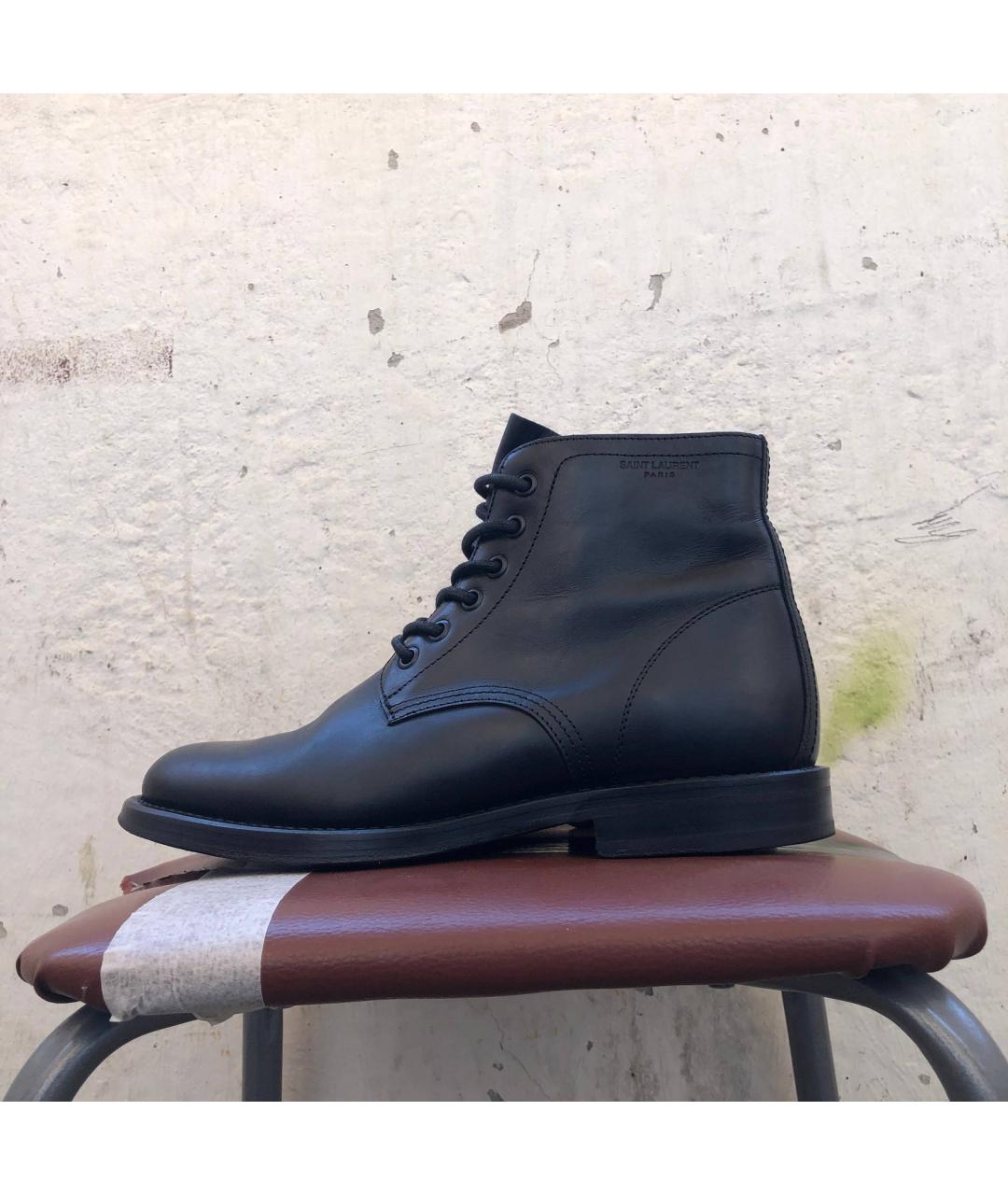 SAINT LAURENT Черные кожаные ботинки, фото 8