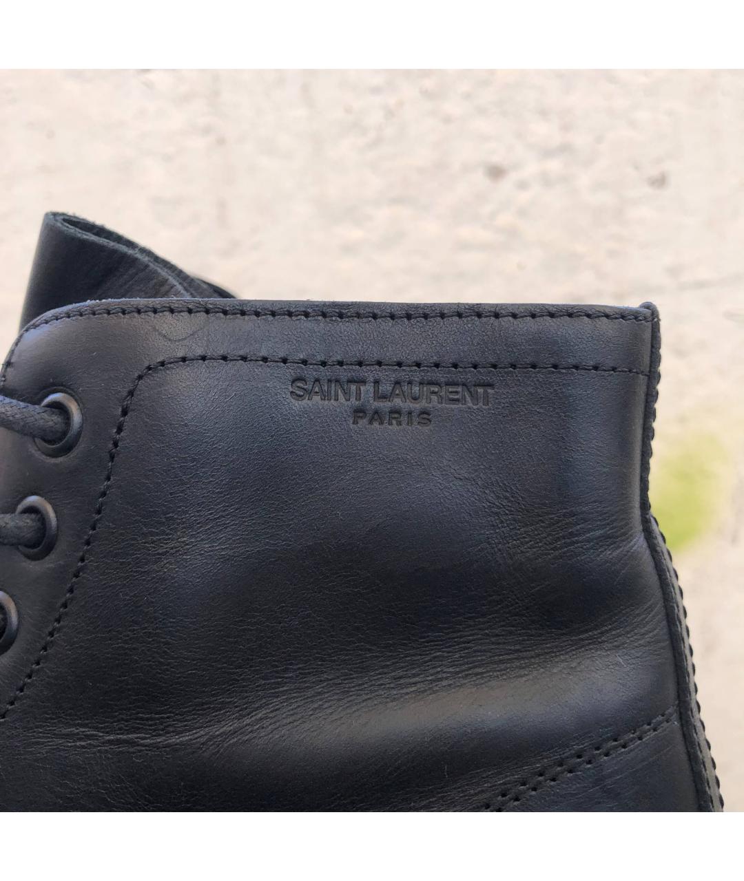 SAINT LAURENT Черные кожаные ботинки, фото 6
