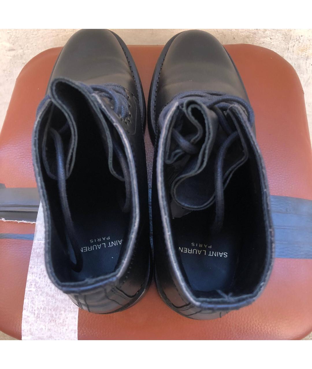 SAINT LAURENT Черные кожаные ботинки, фото 3