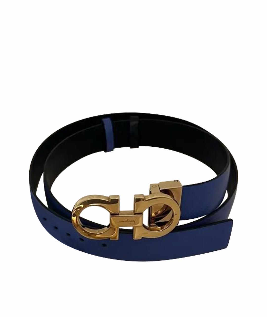 FERRAGAMO Синий кожаный ремень, фото 1