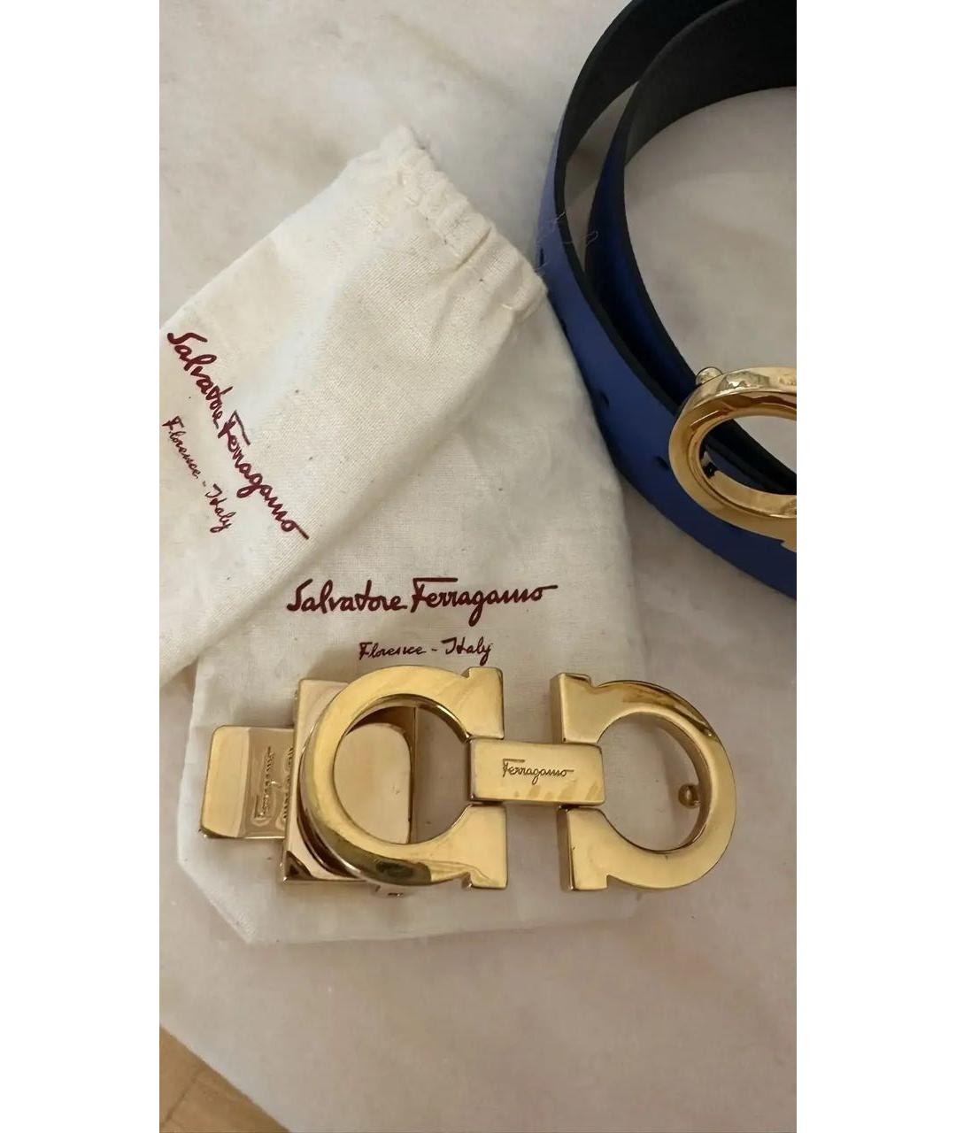 FERRAGAMO Синий кожаный ремень, фото 2