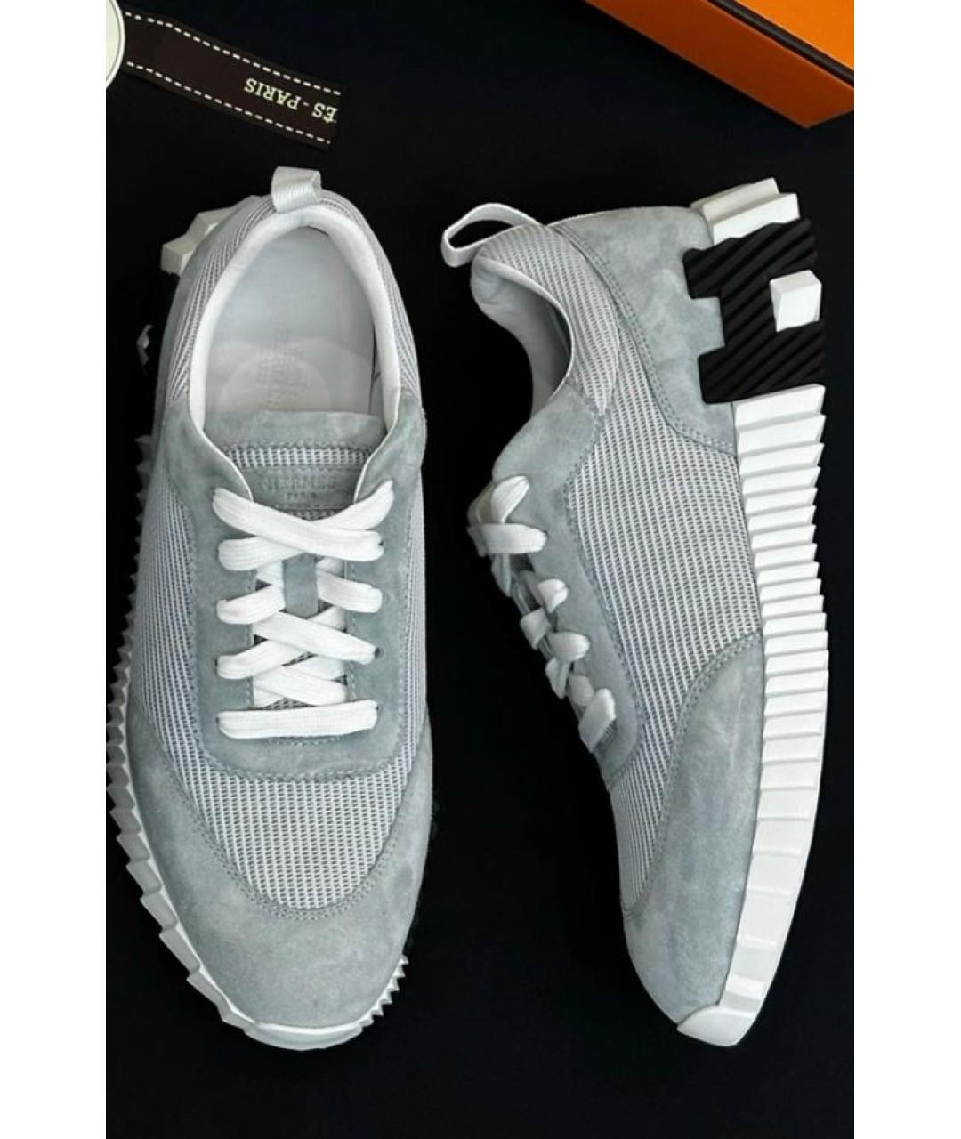 HERMES Голубые текстильные кроссовки, фото 2