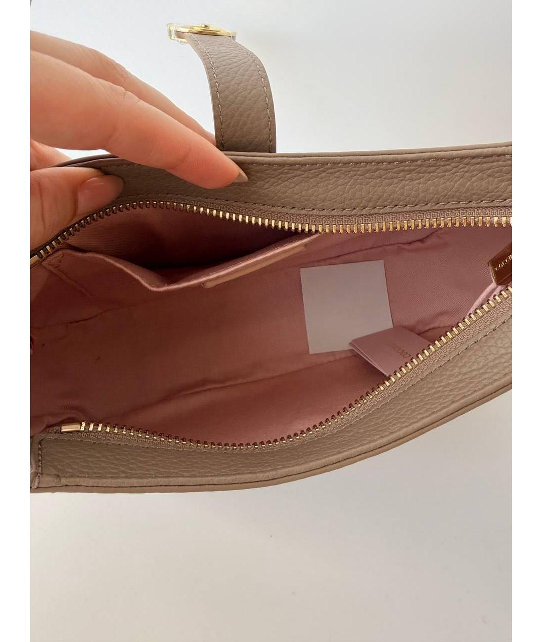 COCCINELLE Бежевая кожаная сумка с короткими ручками, фото 5