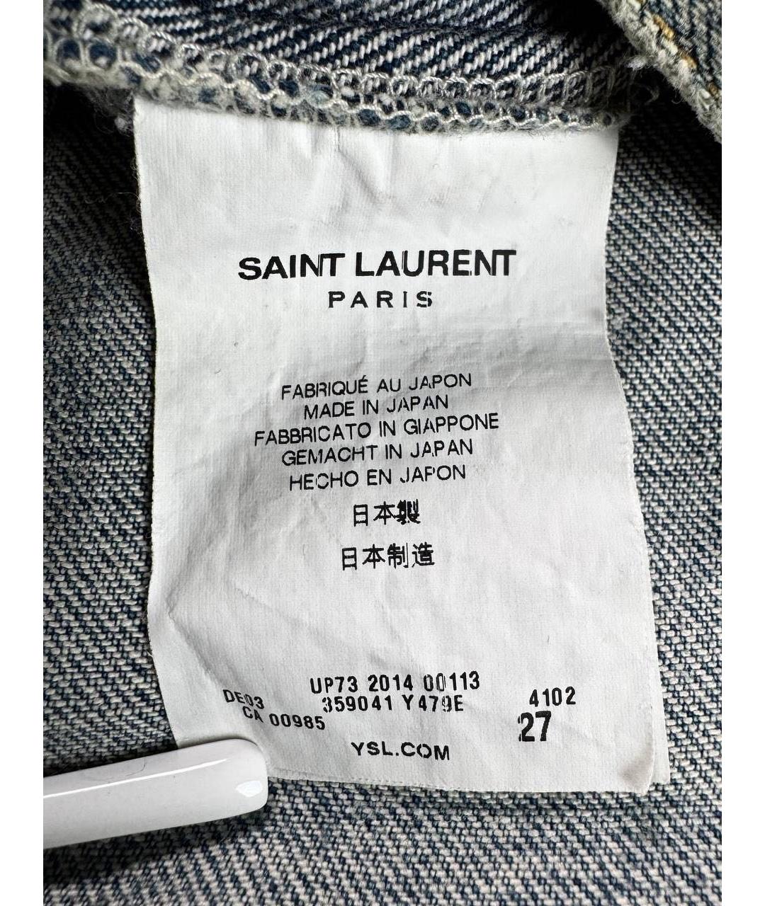 SAINT LAURENT Голубые хлопковые джинсы слим, фото 5