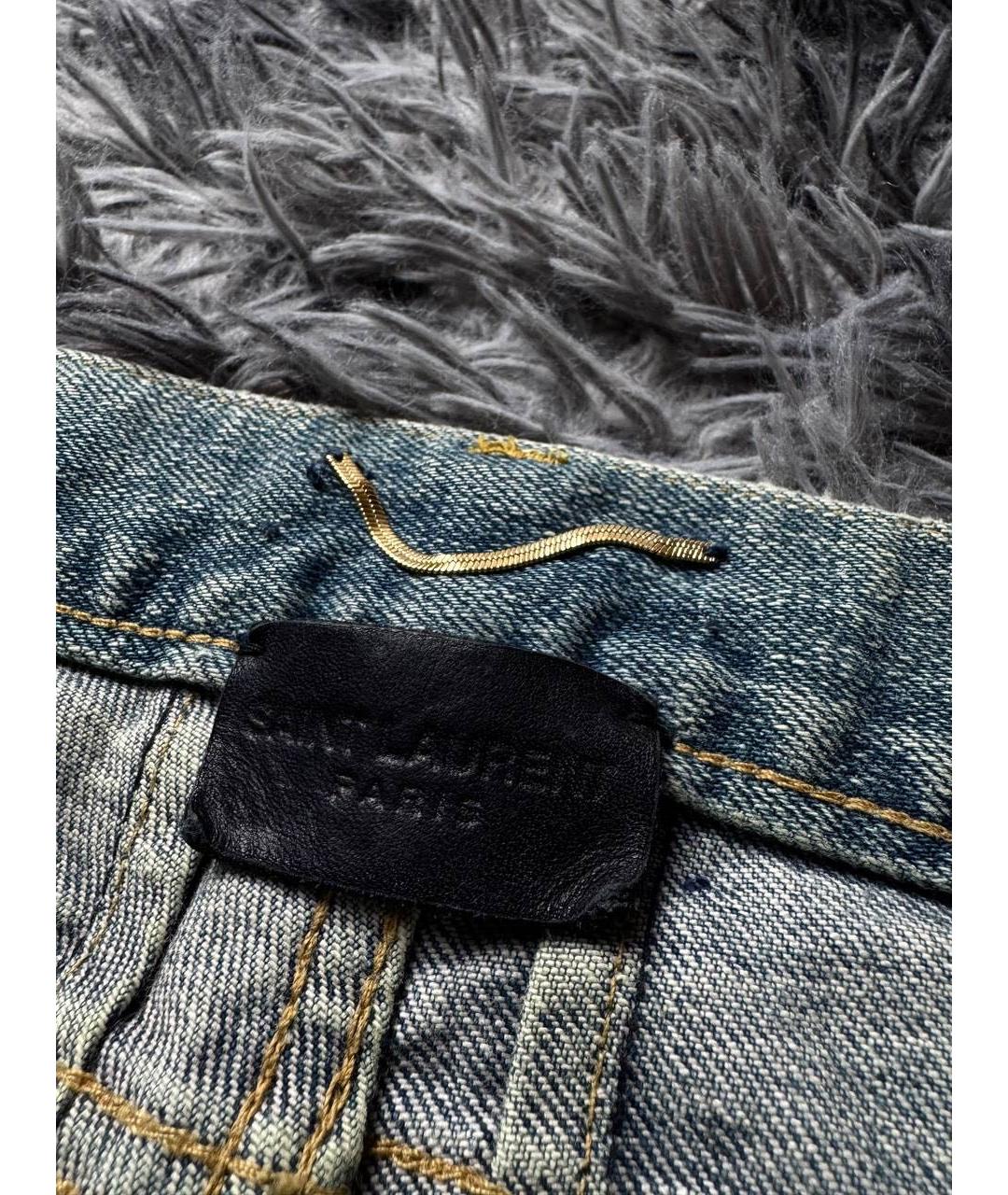 SAINT LAURENT Голубые хлопковые джинсы слим, фото 6