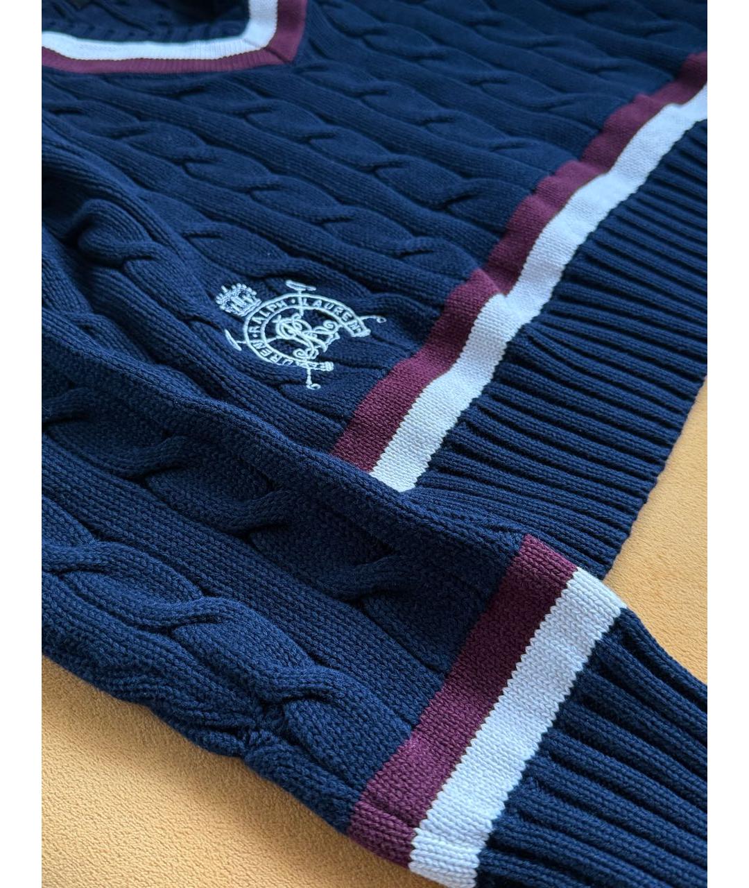 RALPH LAUREN Темно-синий хлопковый джемпер / свитер, фото 4