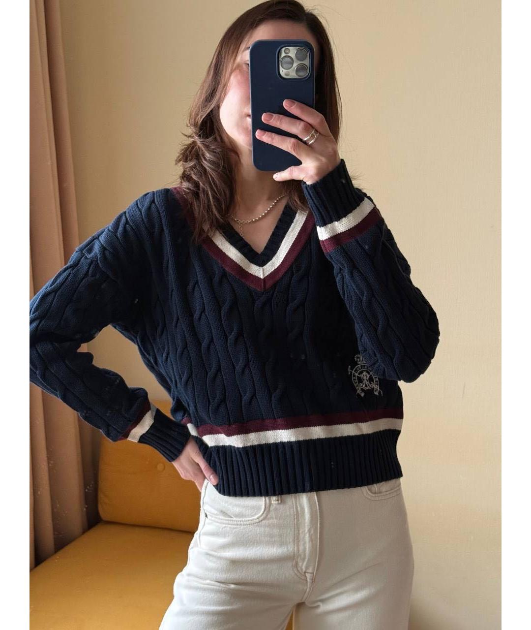 RALPH LAUREN Темно-синий хлопковый джемпер / свитер, фото 7