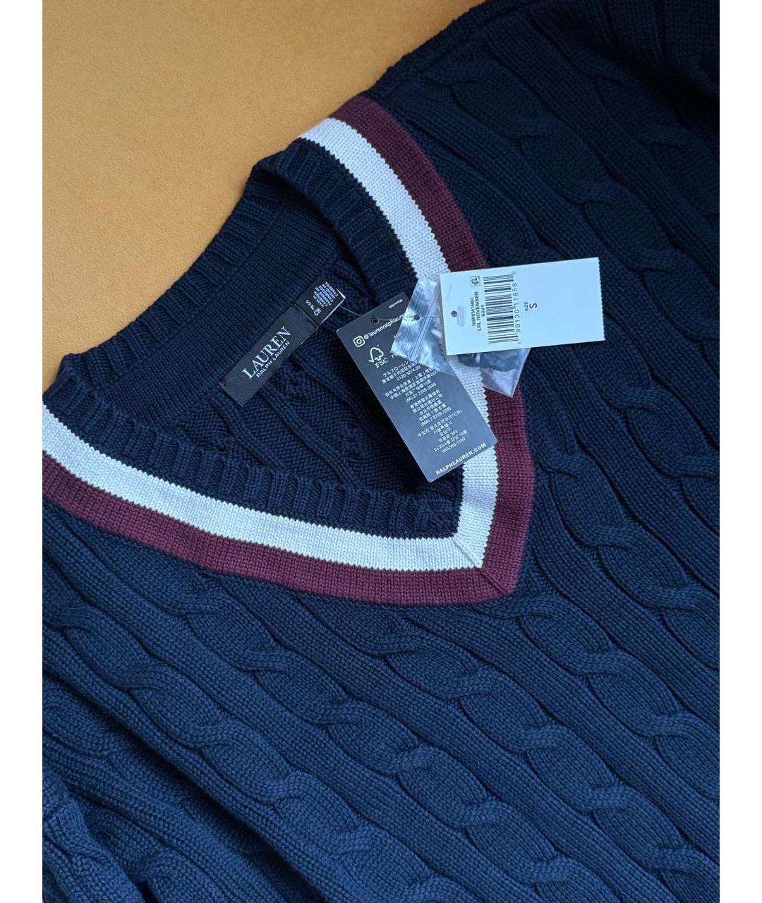 RALPH LAUREN Темно-синий хлопковый джемпер / свитер, фото 3