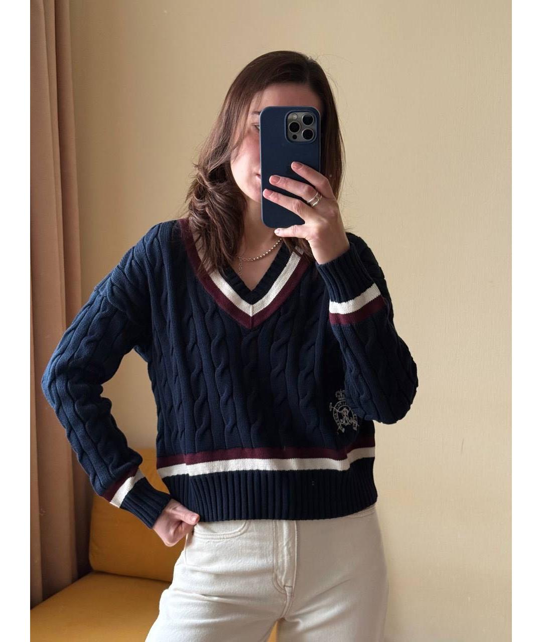 RALPH LAUREN Темно-синий хлопковый джемпер / свитер, фото 8