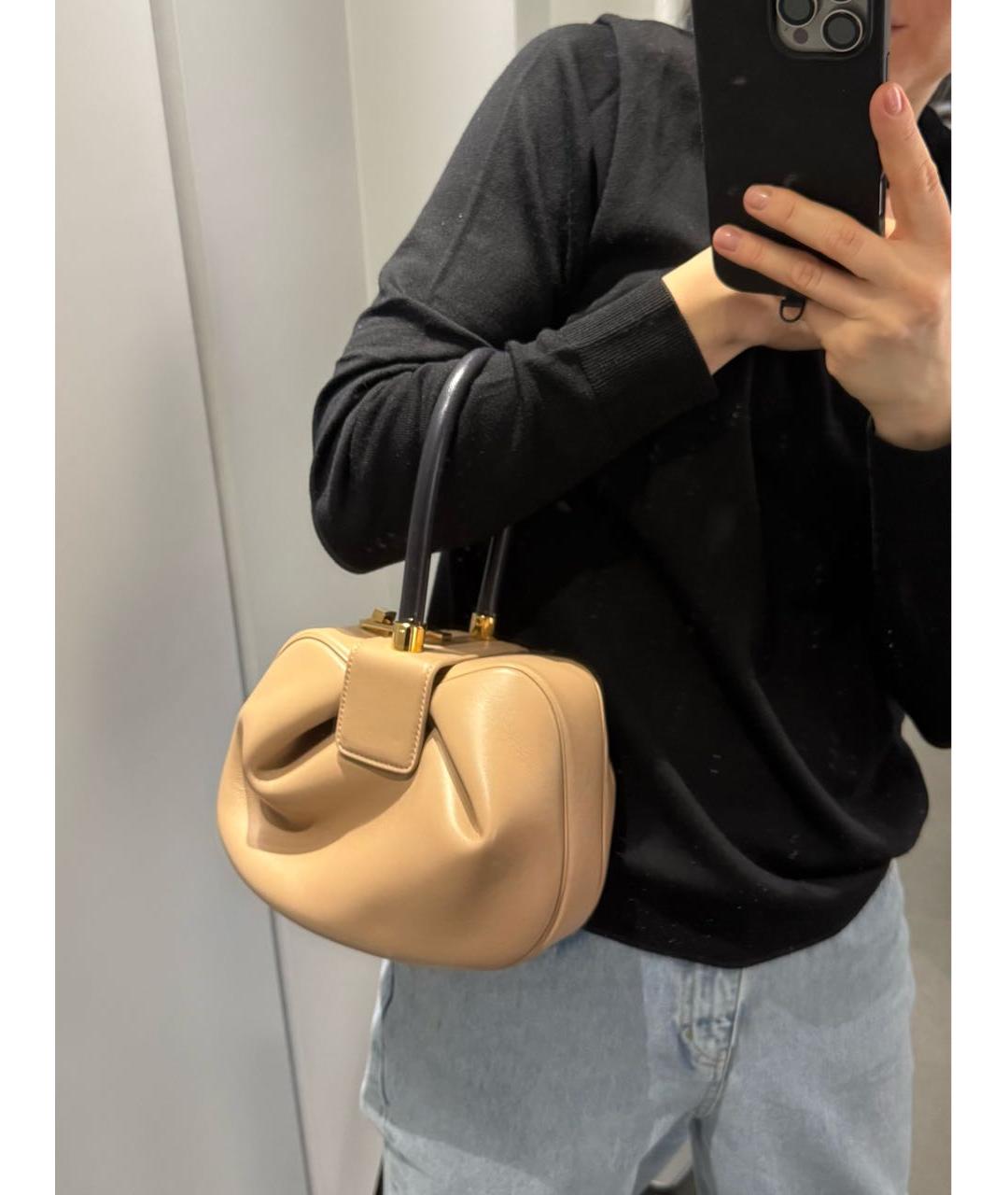 GABRIELA HEARST Бежевая кожаная сумка с короткими ручками, фото 2