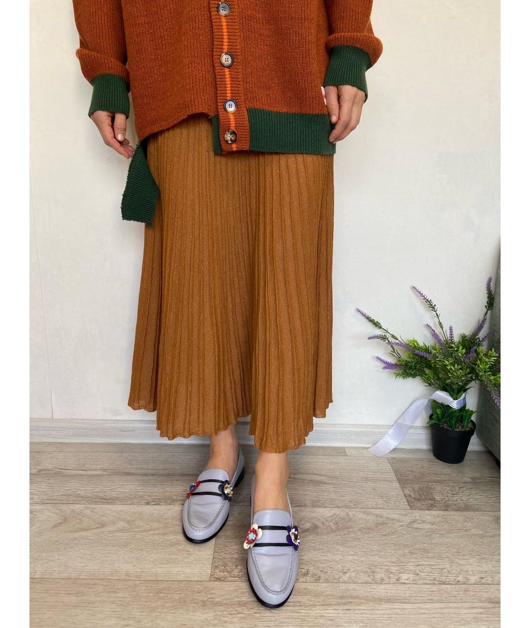 FENDI Голубые кожаные лоферы, фото 5