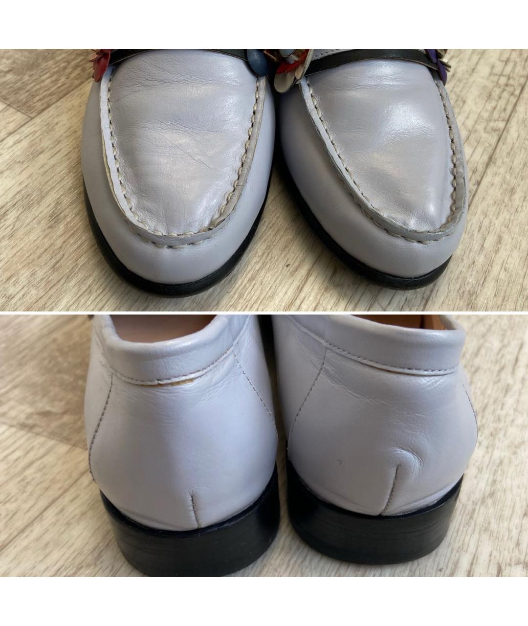 FENDI Голубые кожаные лоферы, фото 2