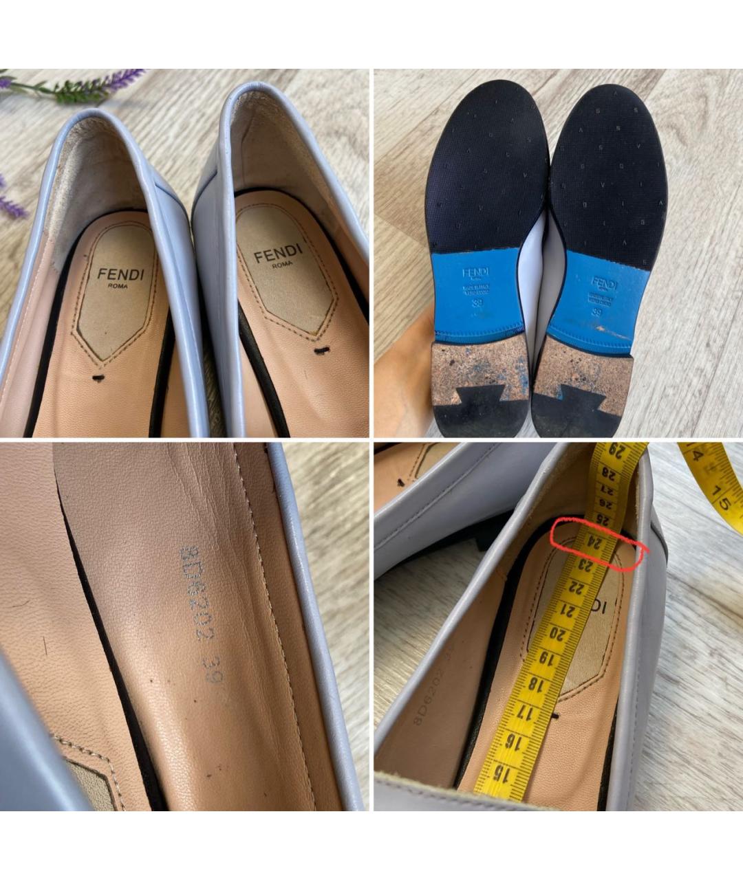 FENDI Голубые кожаные лоферы, фото 3