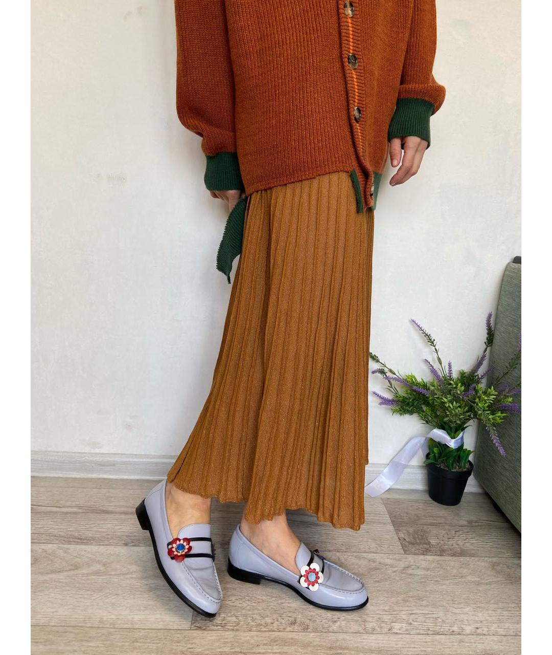 FENDI Голубые кожаные лоферы, фото 6