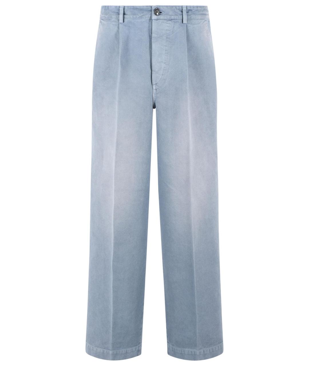 MARNI Голубые хлопковые повседневные брюки, фото 1