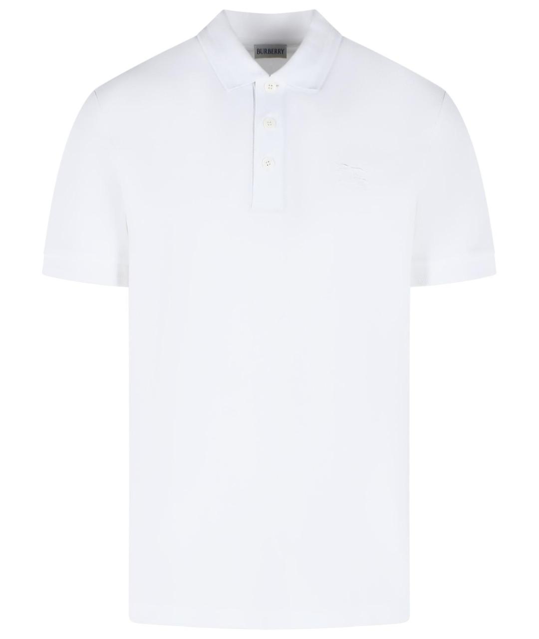BURBERRY Белое хлопковое поло с коротким рукавом, фото 1
