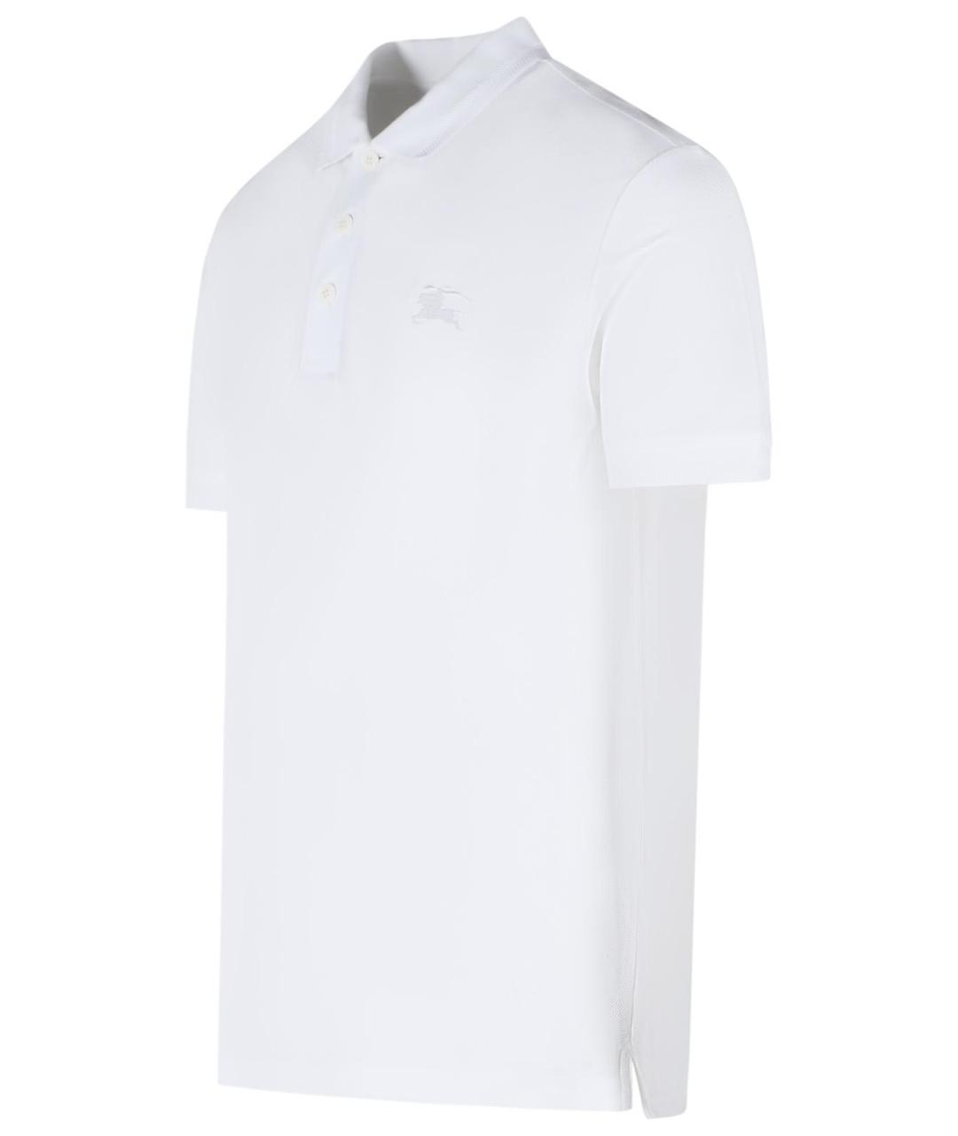 BURBERRY Белое хлопковое поло с коротким рукавом, фото 2